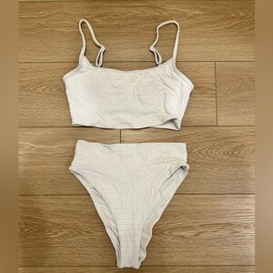 Aerie White Geometric Bikini Set